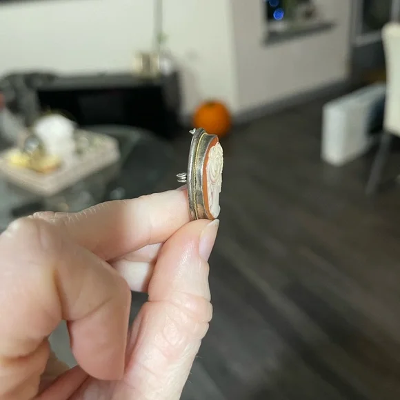 Cameo stamped 800 vintage brooch or pendant - Picture 5 of 6